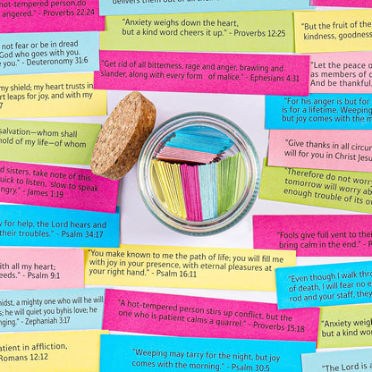 Bible Verse Jar, Read Me When Bible Verses Jar for Emotions and Feelings, Christian Gifts for Women, Men, Birthday Gifts for Mom,Graduation Gift for Her, Prayer Cards Comes with a 48-Inch Ribbon Bow